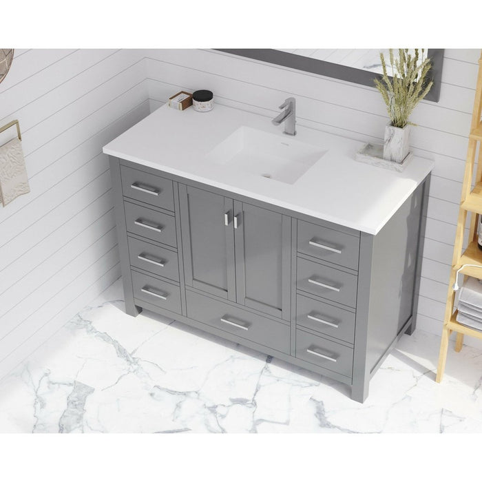 Laviva Wilson 48" Grey Bathroom Vanity with Matte White VIVA Stone Solid Surface Countertop 313ANG-48G-MW