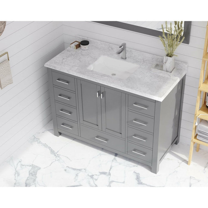 Laviva Wilson 48" Grey Bathroom Vanity with White Carrara Marble Countertop 313ANG-48G-WC