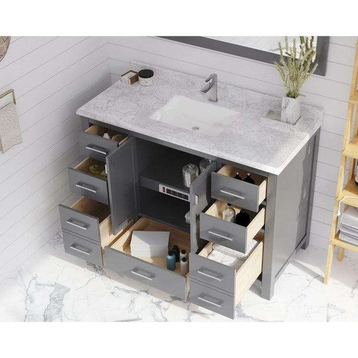 Laviva Wilson 48" Grey Bathroom Vanity with White Carrara Marble Countertop 313ANG-48G-WC