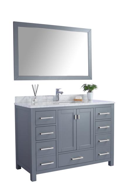 Laviva Wilson 48" Grey Bathroom Vanity with White Carrara Marble Countertop 313ANG-48G-WC