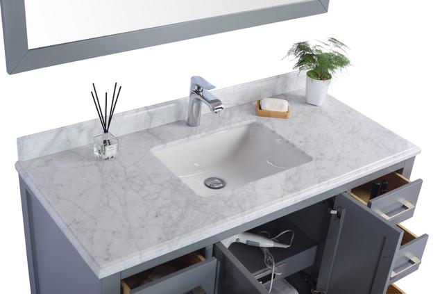 Laviva Wilson 48" Grey Bathroom Vanity with White Carrara Marble Countertop 313ANG-48G-WC