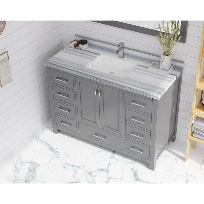 Laviva Wilson 48" Grey Bathroom Vanity with White Stripes Marble Countertop 313ANG-48G-WS