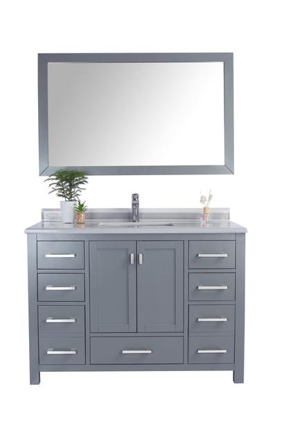 Laviva Wilson 48" Grey Bathroom Vanity with White Stripes Marble Countertop 313ANG-48G-WS