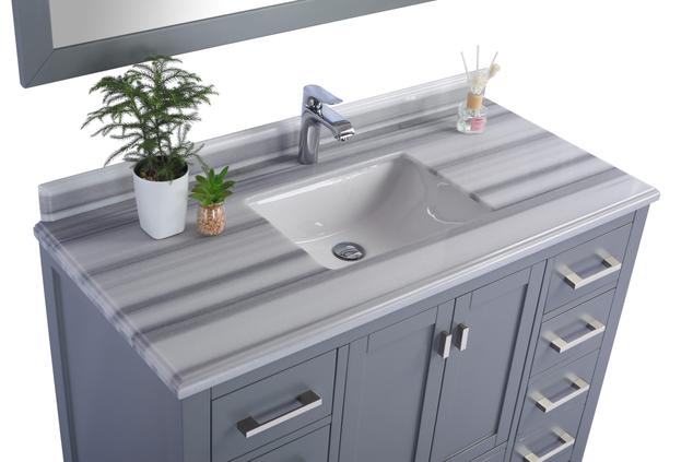 Laviva Wilson 48" Grey Bathroom Vanity with White Stripes Marble Countertop 313ANG-48G-WS