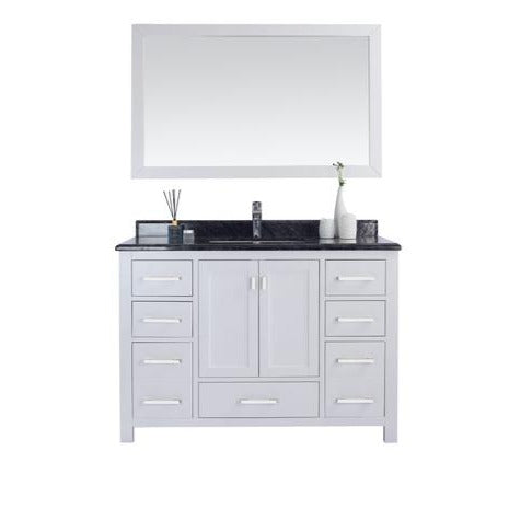 Laviva Wilson 48" White Bathroom Vanity with Black Wood Marble Countertop 313ANG-48W-BW