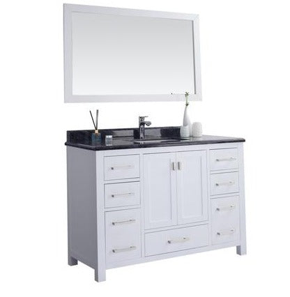 Laviva Wilson 48" White Bathroom Vanity with Black Wood Marble Countertop 313ANG-48W-BW