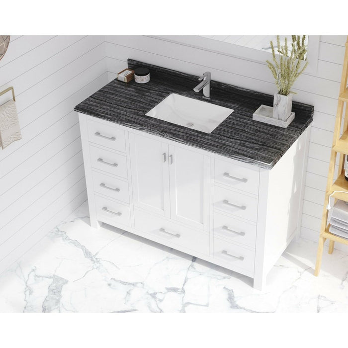 Laviva Wilson 48" White Bathroom Vanity with Black Wood Marble Countertop 313ANG-48W-BW