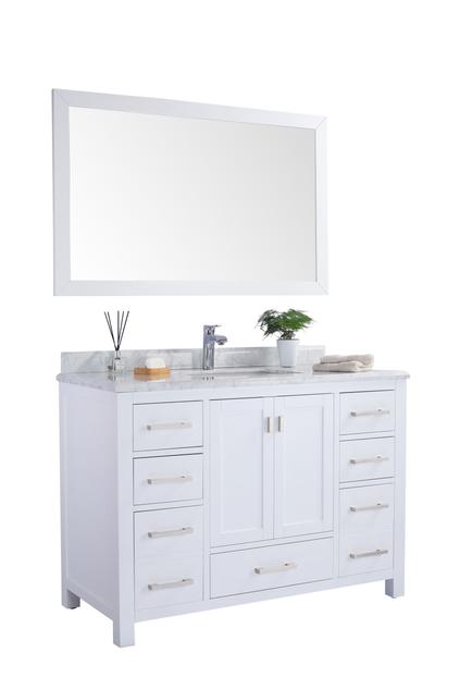 Laviva Wilson 48" White Bathroom Vanity with White Carrara Marble Countertop 313ANG-48W-WC