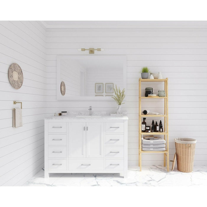 Laviva Wilson 48" White Bathroom Vanity with White Carrara Marble Countertop 313ANG-48W-WC