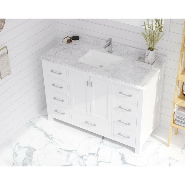 Laviva Wilson 48" White Bathroom Vanity with White Carrara Marble Countertop 313ANG-48W-WC