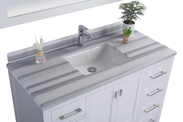 Laviva Wilson 48" White Bathroom Vanity with White Stripes Marble Countertop 313ANG-48W-WS