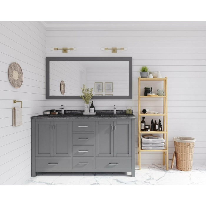 Laviva Wilson 60" Grey Double Sink Bathroom Vanity with Black Wood Marble Countertop 313ANG-60G-BW