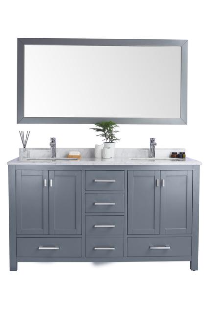 Laviva Wilson 60" Grey Double Sink Bathroom Vanity with White Carrara Marble Countertop 313ANG-60G-WC