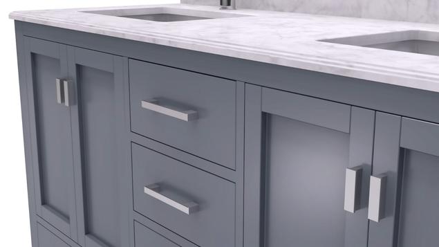 Laviva Wilson 60" Grey Double Sink Bathroom Vanity with White Carrara Marble Countertop 313ANG-60G-WC