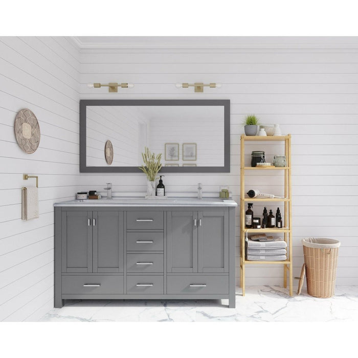 Laviva Wilson 60" Grey Double Sink Bathroom Vanity with White Stripes Marble Countertop 313ANG-60G-WS