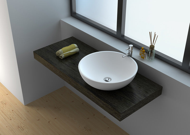 Legion Furniture 19.7" White Matt Solid Surface Bowl - No Faucet
