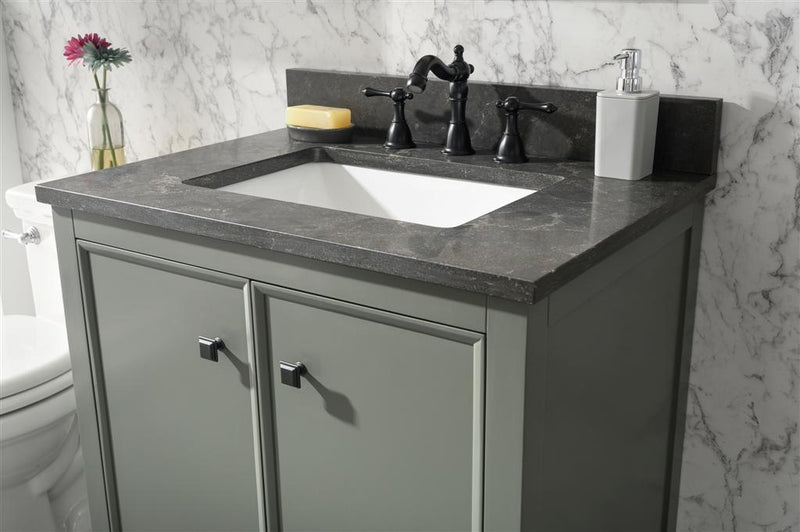 Legion Furniture 30" Pewter Green Finish Sink Vanity Cabinet With Blue Lime Stone Top - WLF2130-PG