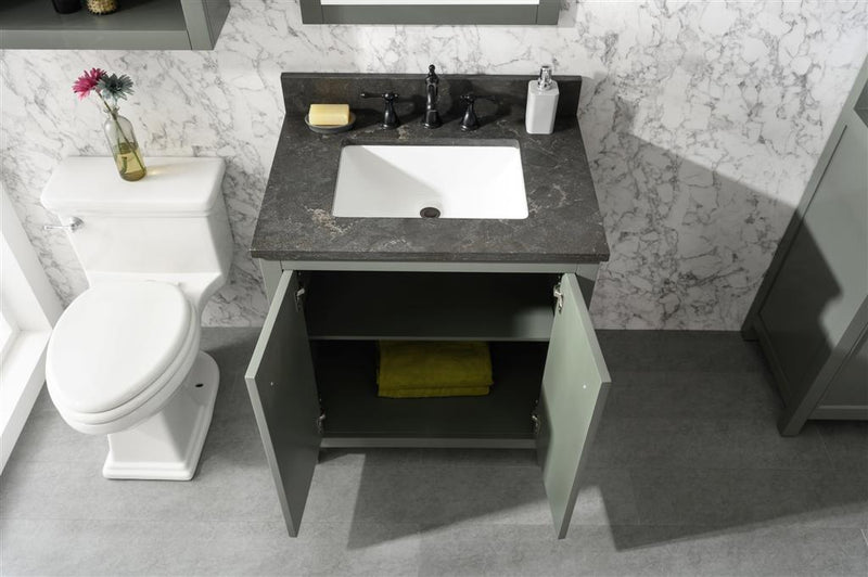 Legion Furniture 30" Pewter Green Finish Sink Vanity Cabinet With Blue Lime Stone Top - WLF2130-PG
