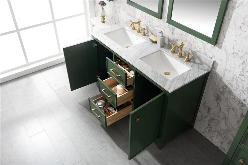 Legion Furniture 54" Vogue Green Finish Double Sink Vanity Cabinet With Carrara White Top - WLF2154-VG