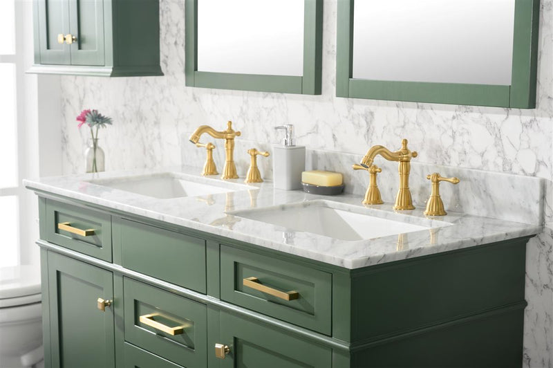 Legion Furniture 54" Vogue Green Finish Double Sink Vanity Cabinet With Carrara White Top - WLF2254-VG