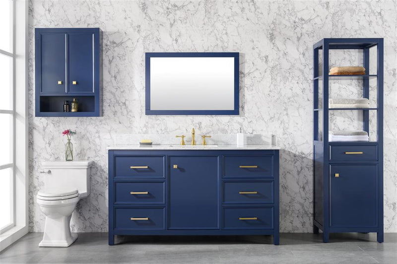 Legion Furniture 60" Blue Finish Single Sink Vanity Cabinet With Carrara White Top - WLF2160S-B
