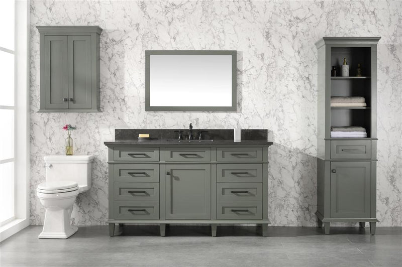 Legion Furniture 60" Pewter Green Finish Single Sink Vanity Cabinet With Blue Lime Stone Top - WLF2260S-PG