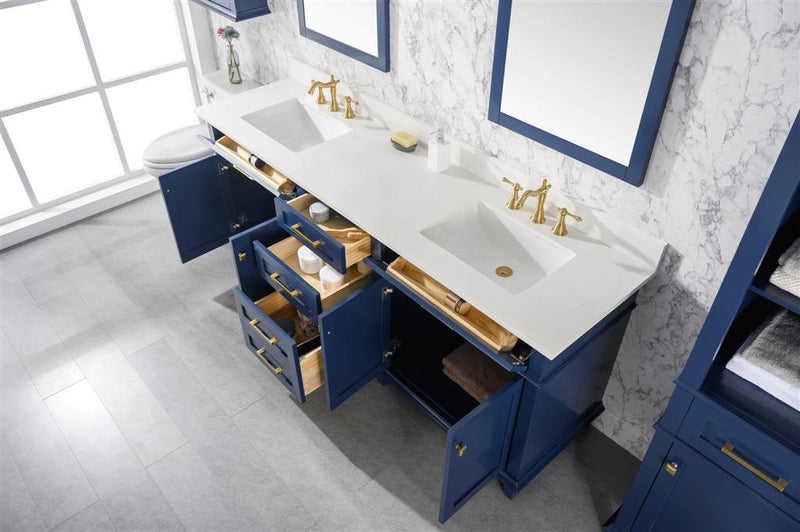 Legion Furniture 80" Blue Double Sink Vanity Cabinet With Carrara White Quartz Top WLF2280-CW-QZ