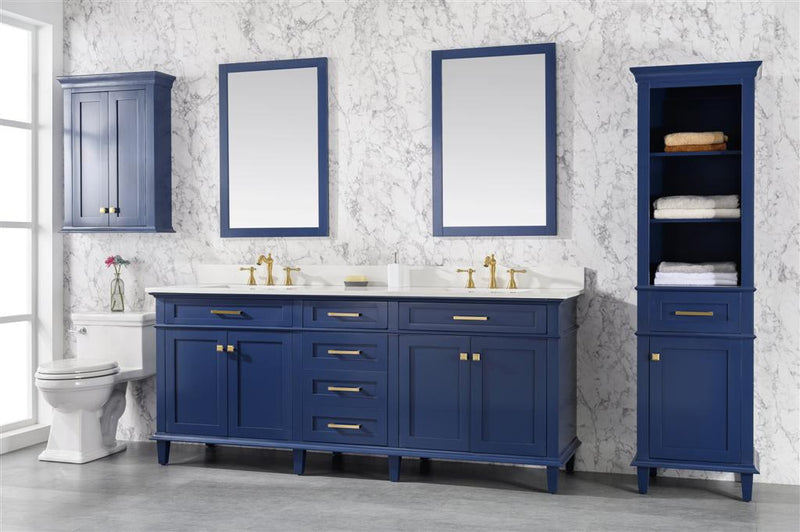 Legion Furniture 80" Blue Double Sink Vanity Cabinet With Carrara White Quartz Top WLF2280-CW-QZ