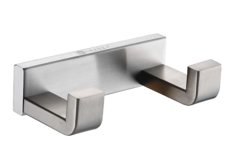 Lexora Bagno Bianca Stainless Steel Double Robe Hook - Brushed Nickel LRH18152BN