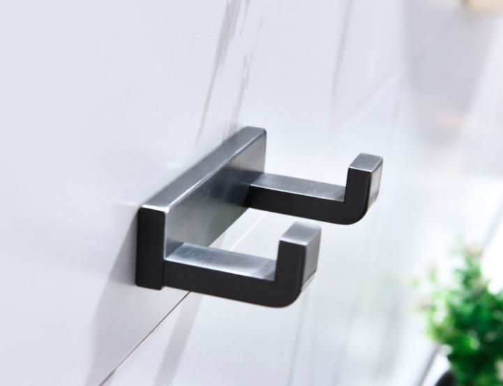 Lexora Bagno Bianca Stainless Steel Double Robe Hook - Gun Metal LRH18152GM