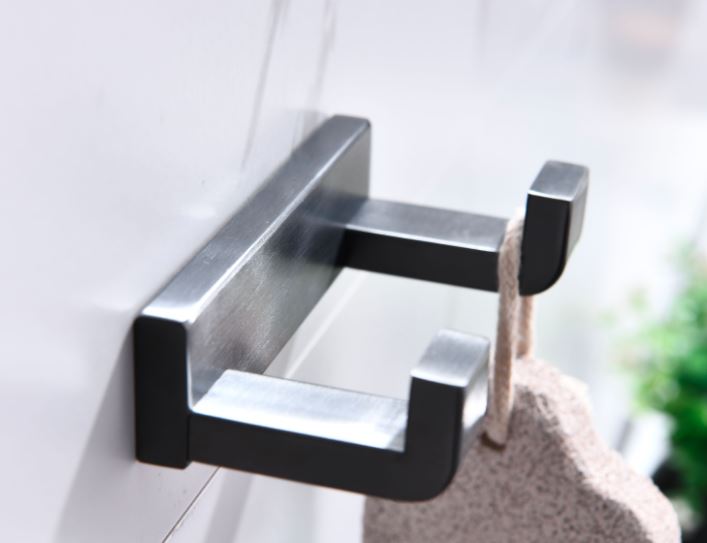 Lexora Bagno Bianca Stainless Steel Double Robe Hook - Gun Metal LRH18152GM