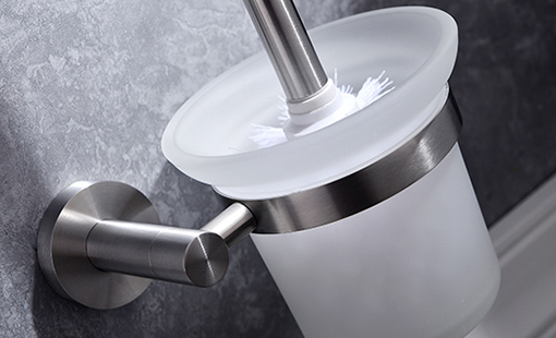 Lexora Bagno Nera Stainless Steel Toilet Brush - Satin Nickel LB16152SN