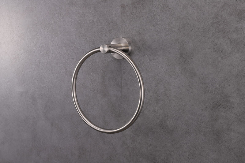Lexora Bagno Nera Stainless Steel Towel Ring - Satin Nickel LTR16152SN