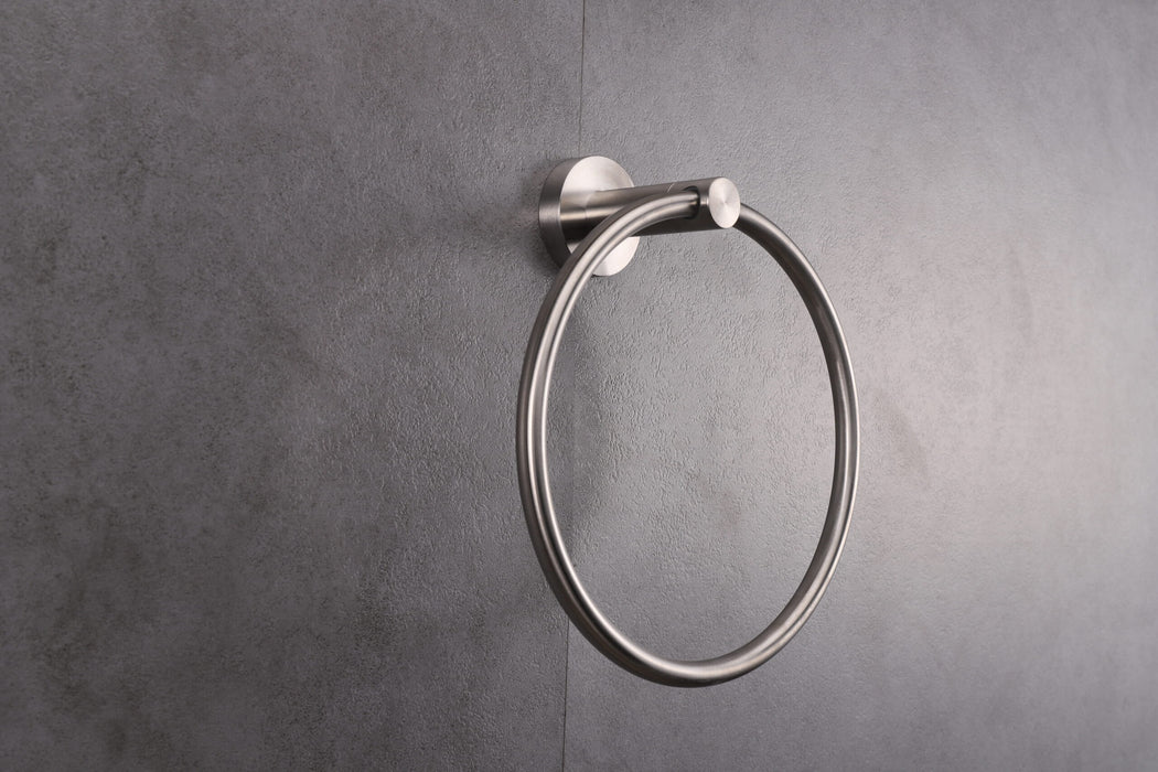 Lexora Bagno Nera Stainless Steel Towel Ring - Satin Nickel LTR16152SN