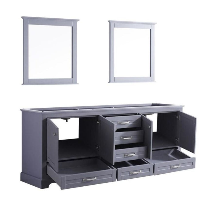 Lexora Dukes 80" Dark Grey Double Vanity, no Top and 30" Mirrors LD342280DB00M30