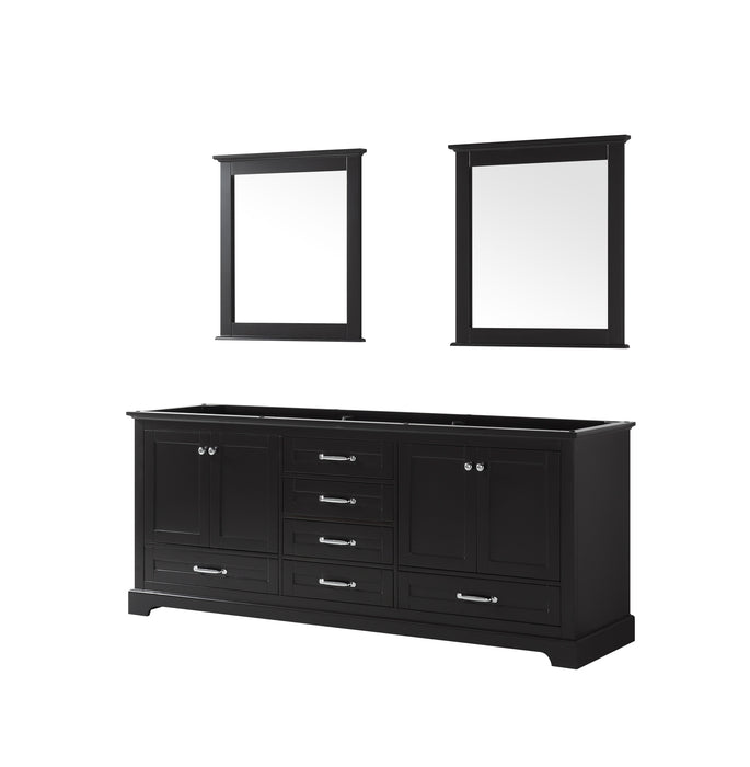 Lexora Dukes 80" Espresso Double Vanity, no Top and 30" Mirrors LD342280DG00M30