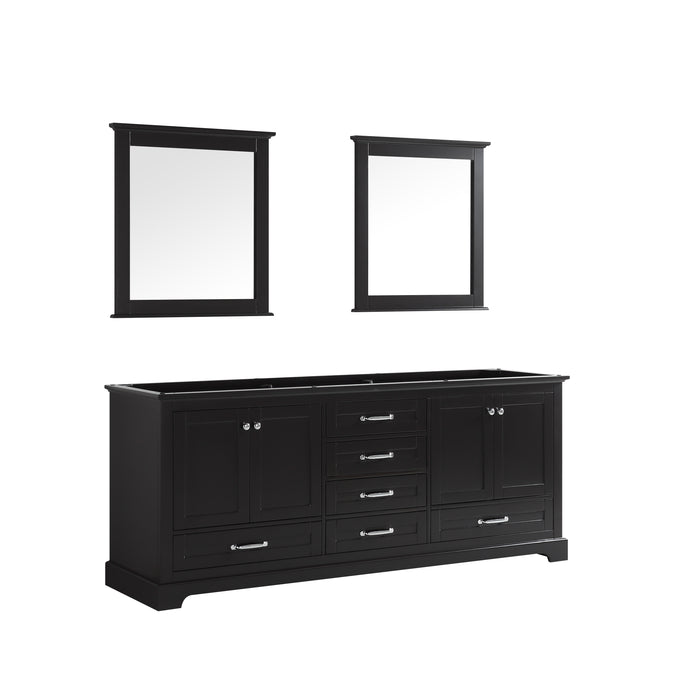 Lexora Dukes 80" Espresso Double Vanity, no Top and 30" Mirrors LD342280DG00M30