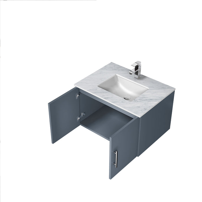 Lexora Geneva 30" Dark Grey Single Vanity, White Carrara Marble Top, White Square Sink and no Mirror LG192230DBDS000