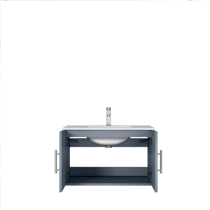 Lexora Geneva 30" Dark Grey Single Vanity, White Carrara Marble Top, White Square Sink and no Mirror LG192230DBDS000