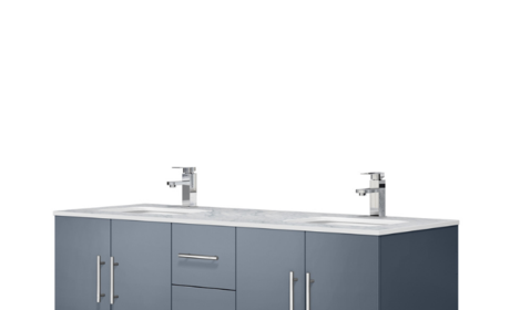 Lexora Geneva 60" Dark Grey Double Vanity, White Carrara Marble Top, White Square Sinks and no Mirror LG192260DBDS000