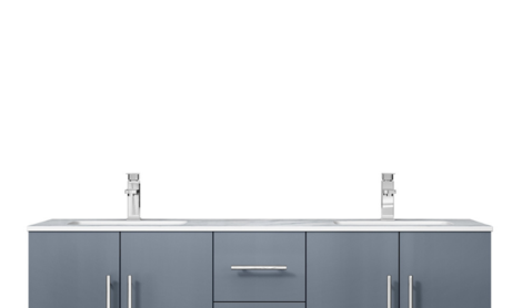 Lexora Geneva 60" Dark Grey Double Vanity, White Carrara Marble Top, White Square Sinks and no Mirror LG192260DBDS000