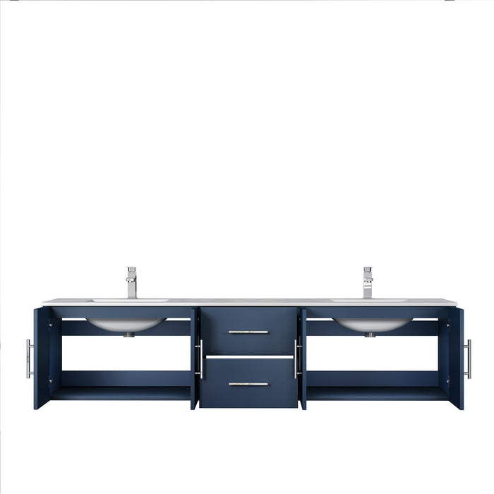 Lexora Geneva 80" Navy Blue Double Vanity, White Carrara Marble Top, White Square Sinks and no Mirror LG192280DEDS000