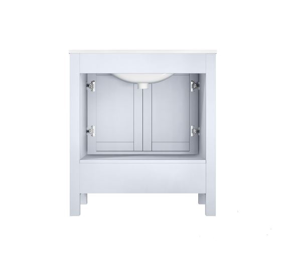 Lexora Jacques 30" White Single Vanity, White Carrara Marble Top, White Square Sink and no Mirror LJ342230SADS000