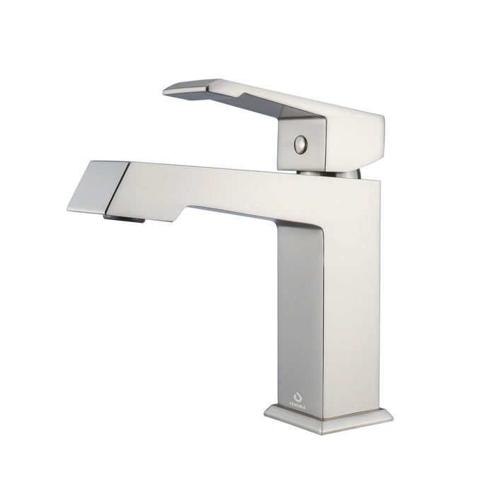 Lexora Labaro Brass Single Hole Bathroom Faucet - Brushed Nickel LFS3011BN