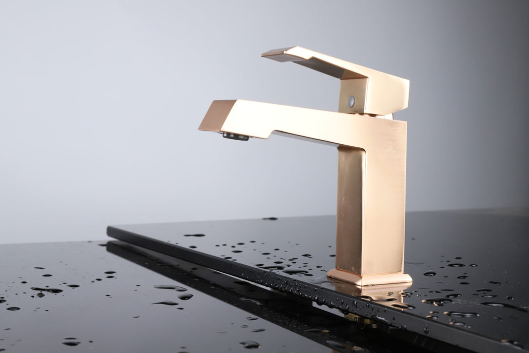 Lexora Labaro Brass Single Hole Bathroom Faucet - Rose Gold LFS3011RG