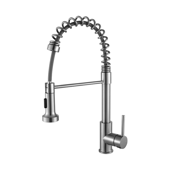 Lexora Lanuvio Brass Kitchen Faucet w/ Pull Out Sprayer - Brushed Nickel LKFS6011BN