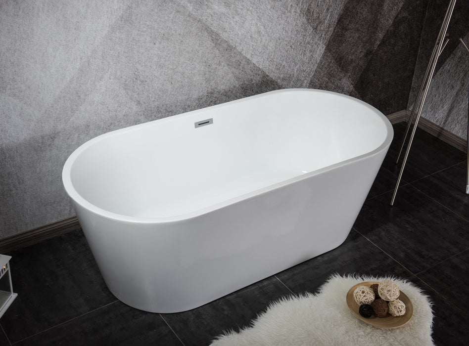 Lexora Melina 67" Free Standing Acrylic Bathtub w/ Chrome Drain LD900367A1C0000