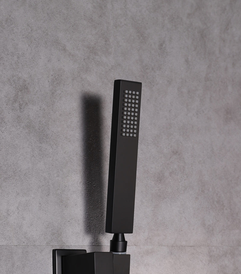 Lexora Monte Celo Set, 8" Square Rain Shower and Handheld, Matte Black LSS10011MB