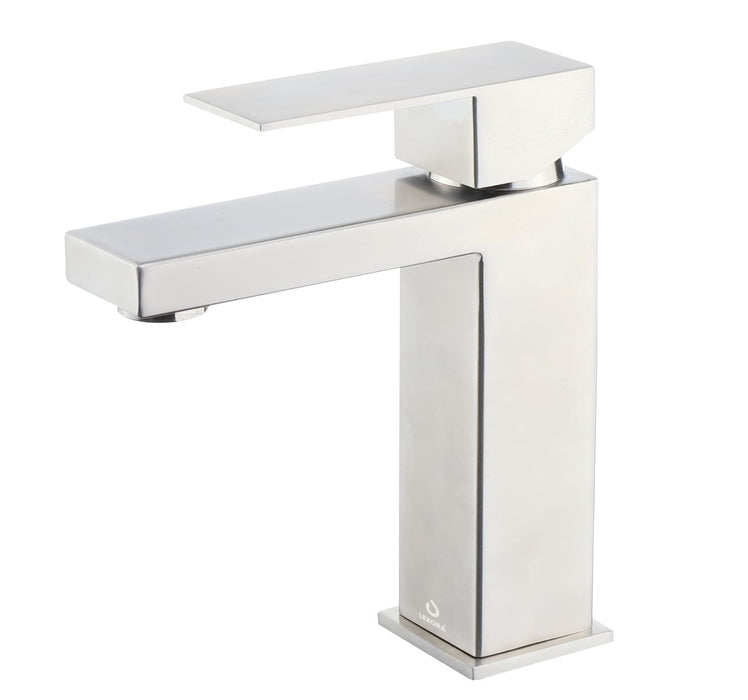 Lexora Monte Stainless Steel Single Hole Bathroom Faucet - Satin Nickel LFS1012SN