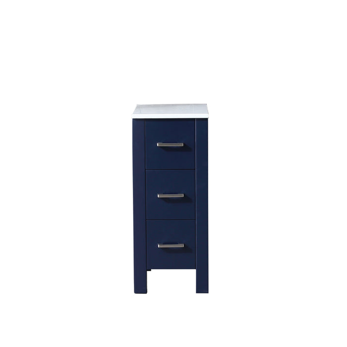 Lexora Volez 12" Navy Blue Side Cabinet, Phoenix Stone Top LV281712EFSSCB